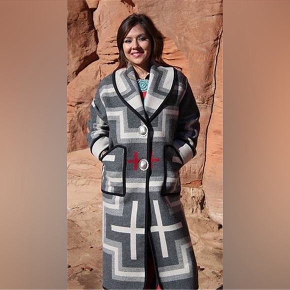 Pendleton San Miguel Jacquard Shawl Collar Duster Trench Coat - Picture 5 of 5